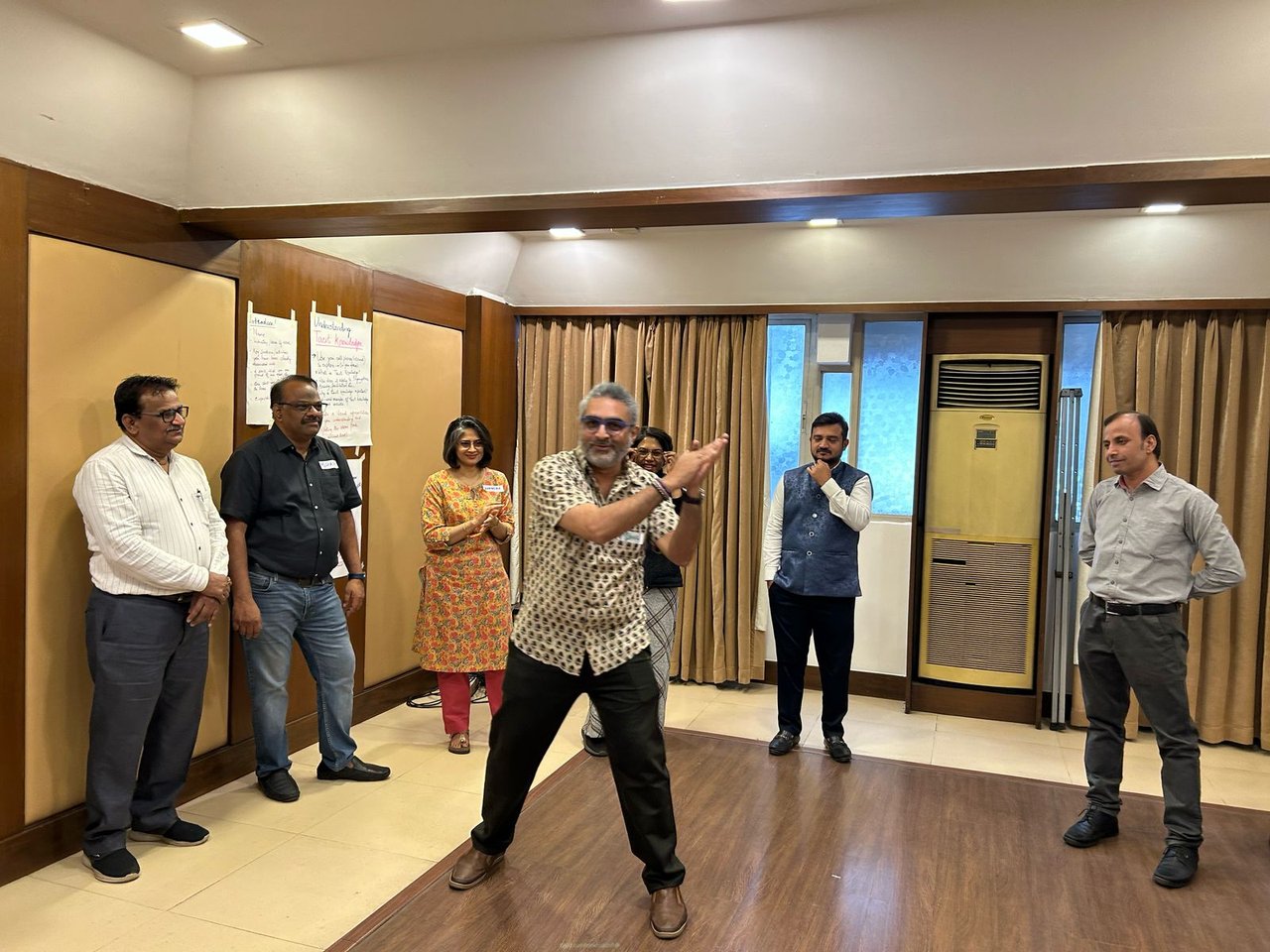 Team working together during a facilitated session