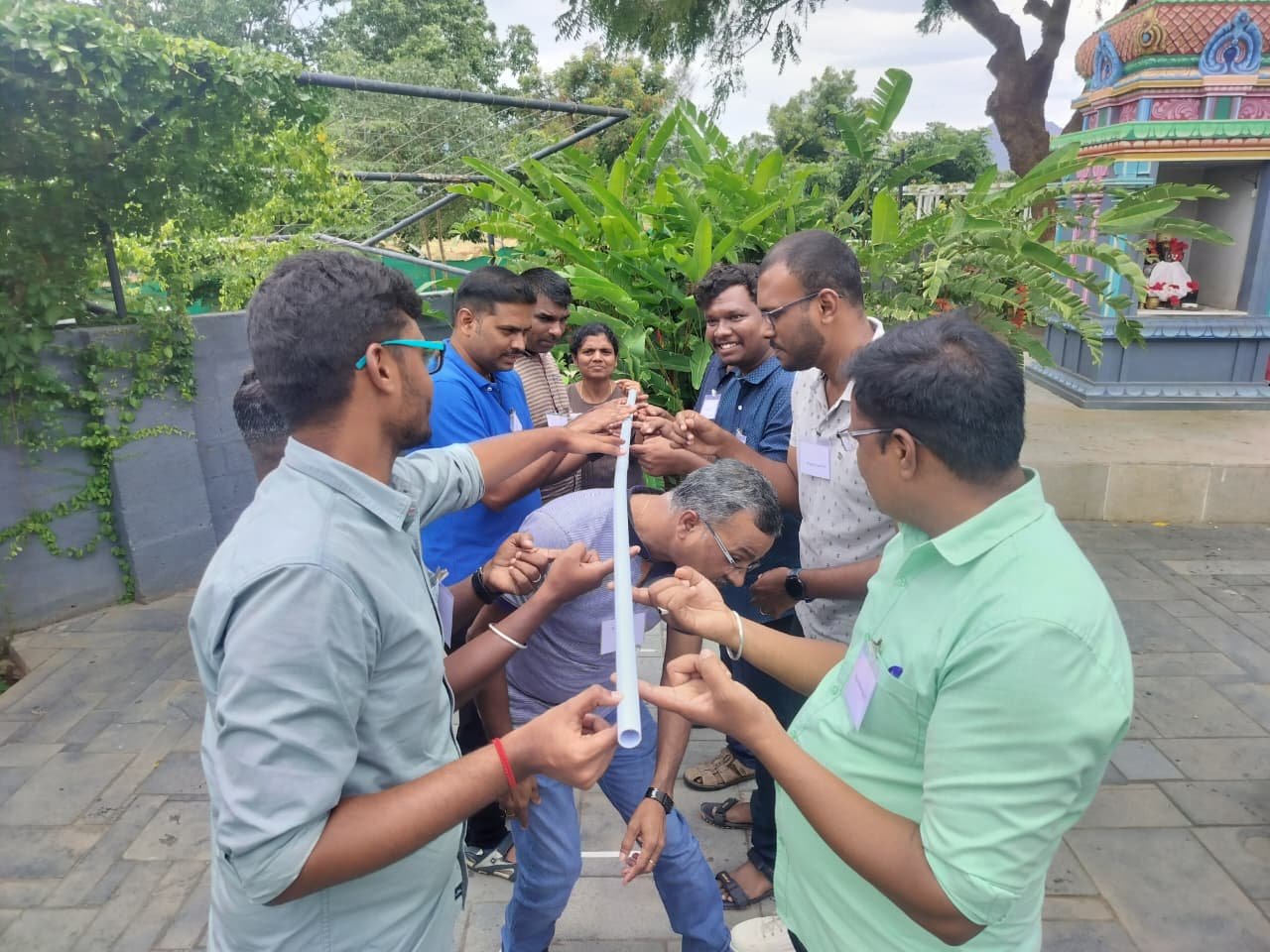 Team working together on a collaborative capability-building exercise